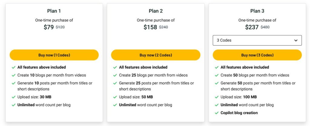 Blogify Lifetime Deal Pricing Plan