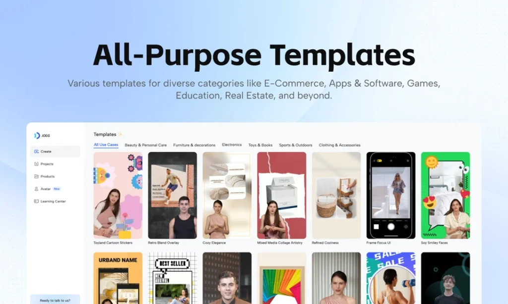 Done for You All Purpose Templates on Jogg AI Video Generator