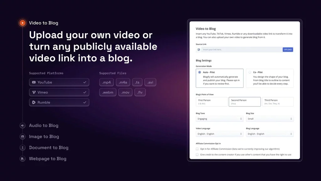 Make Blog post from any Video